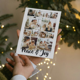 Cartes Pour Fêtes Annuelles Photo Paix et Joie Noël Personnalisé