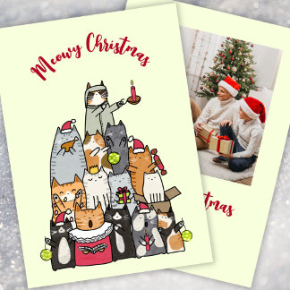 Cartes Pour Fêtes Annuelles Photo personnalisé de chats de dessin animé mignon
