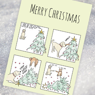 Cartes Pour Fêtes Annuelles Photo personnalisé drôle chat chien dessin animé N