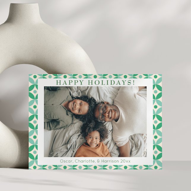 Cartes Pour Fêtes Annuelles Photo personnalisé vert bleu stylé milieu du Mod  (Créateur téléchargé)