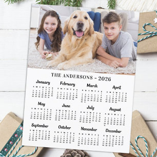 Cartes Pour Fêtes Annuelles Photo personnalisée 2025 et nom de famille Calendr