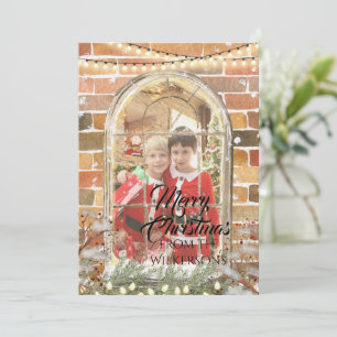 Cartes Pour Fêtes Annuelles Photo personnalisée Aquarelle Cadre de la fenêtre 