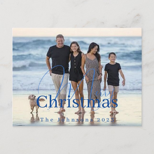 Cartes Pour Fêtes Annuelles Photo personnalisée avec le nom et l'année Noël (Devant)