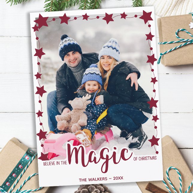 Cartes Pour Fêtes Annuelles Photo personnalisée Croire à la magie de Noël (Créateur téléchargé)