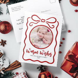 Cartes Pour Fêtes Annuelles Photo personnalisée Cute main tiré Rouge Ruban bla