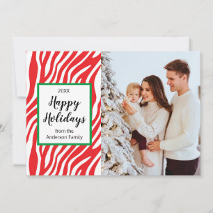 Cartes Pour Fêtes Annuelles Photo personnalisée de la bande Zebra de Noël mode