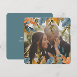 Cartes Pour Fêtes Annuelles Photo personnalisée de Noël bleu orange Feuille