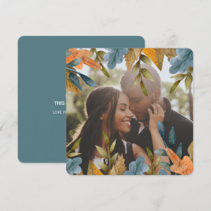 Cartes Pour Fêtes Annuelles Photo personnalisée de Noël bleu orange Feuille