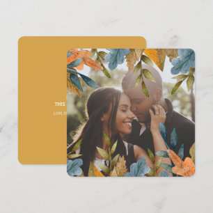 Cartes Pour Fêtes Annuelles Photo personnalisée de Noël bleu orange Feuille