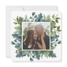 Photo personnalisée de Noël bleu vert Feuille