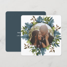 Cartes Pour Fêtes Annuelles Photo personnalisée de Noël bleu vert Feuille