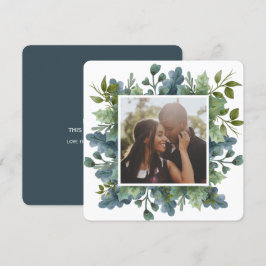 Cartes Pour Fêtes Annuelles Photo personnalisée de Noël bleu vert Feuille