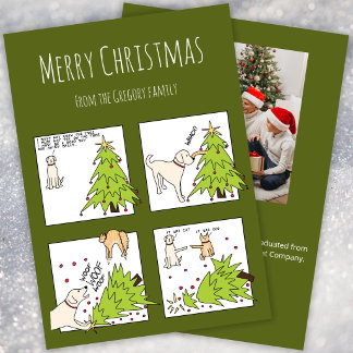Cartes Pour Fêtes Annuelles Photo personnalisée drôle chat chien dessin animé