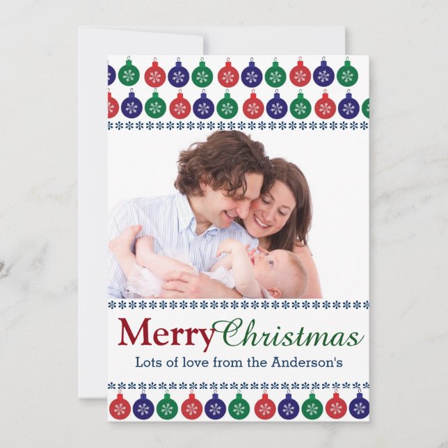 Cartes Pour Fêtes Annuelles Photo personnalisée du Motif Bauble (Devant)