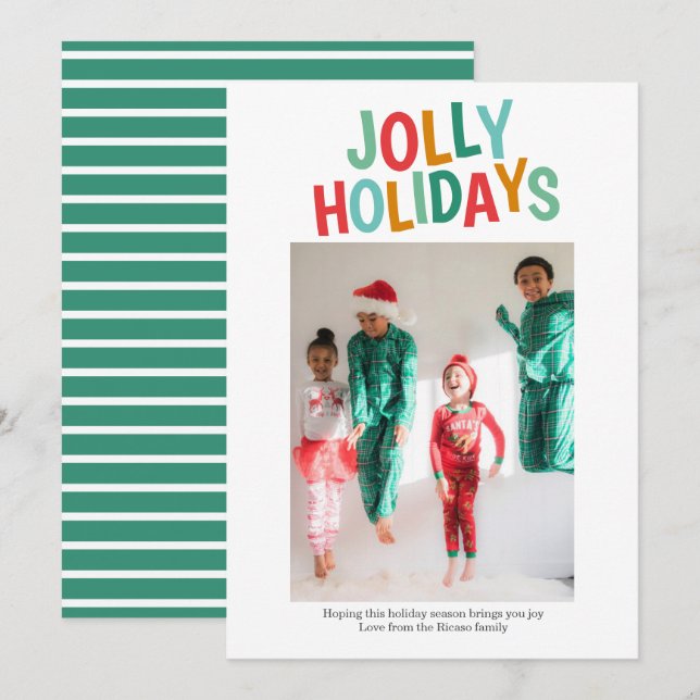 Cartes Pour Fêtes Annuelles Photo personnalisée Fun Jolly Jolly Jours de Noël (Devant / Derrière)