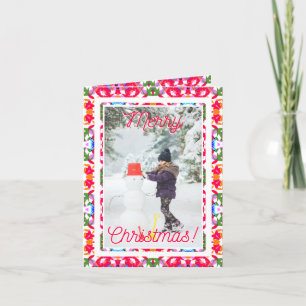 Cartes Pour Fêtes Annuelles Photo personnalisée Jolly Red Happy Green Joyeux N