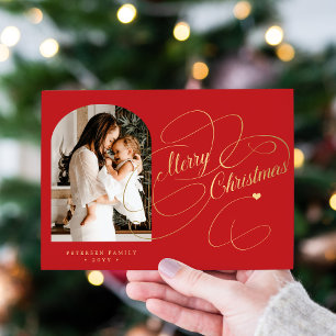 Cartes Pour Fêtes Annuelles Photo personnalisée Joyeux Noël élégant script