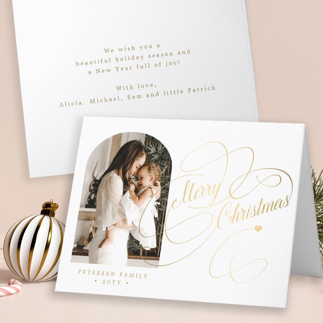 Cartes Pour Fêtes Annuelles Photo personnalisée Joyeux Noël élégant script (Créateur téléchargé)
