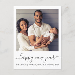 Cartes Pour Fêtes Annuelles Photo personnalisée Joyeux Script gris du Nouvel A