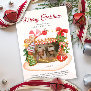 Cartes Pour Fêtes Annuelles Photo personnalisée Maison en pain d'épice Noël