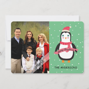 Cartes Pour Fêtes Annuelles Photo personnalisée par pingouin mignon de Joyeux