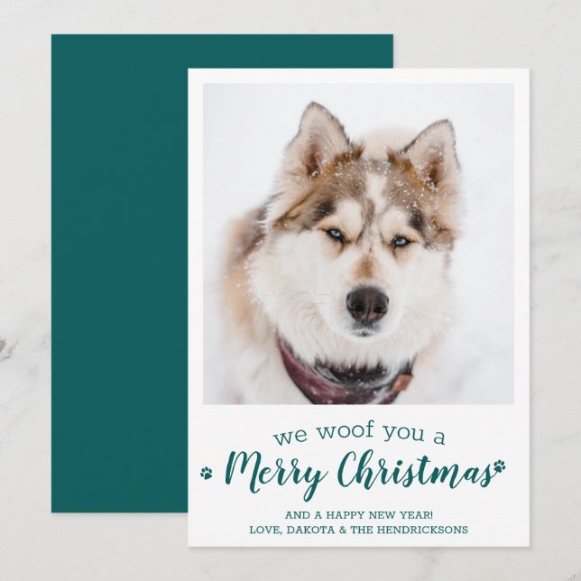 Cartes Pour Fêtes Annuelles Photo Pet Personnalisée Joyeux Noël Du Chien (Devant / Derrière)