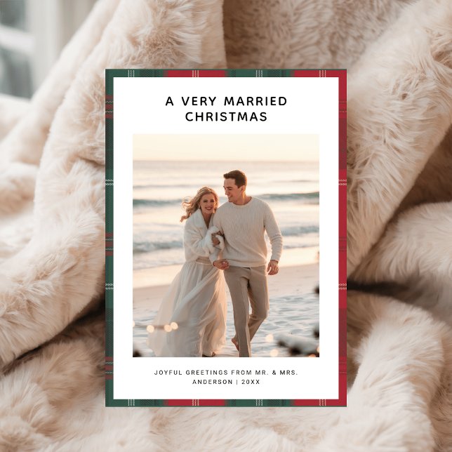 Cartes Pour Fêtes Annuelles Photo Plaid Beach très mariée (Créateur téléchargé)