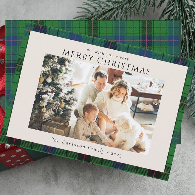 Cartes Pour Fêtes Annuelles Photo Plaid Custom Tartan Christmas (Plaid Photo Custom Tartan Christmas Holiday Card)