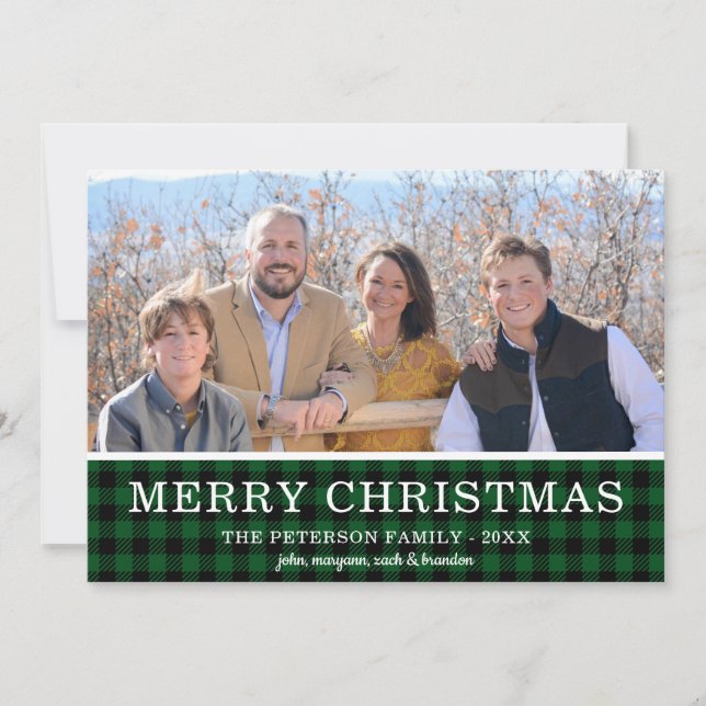 Cartes Pour Fêtes Annuelles Photo Plaid du chèque vert (Devant)