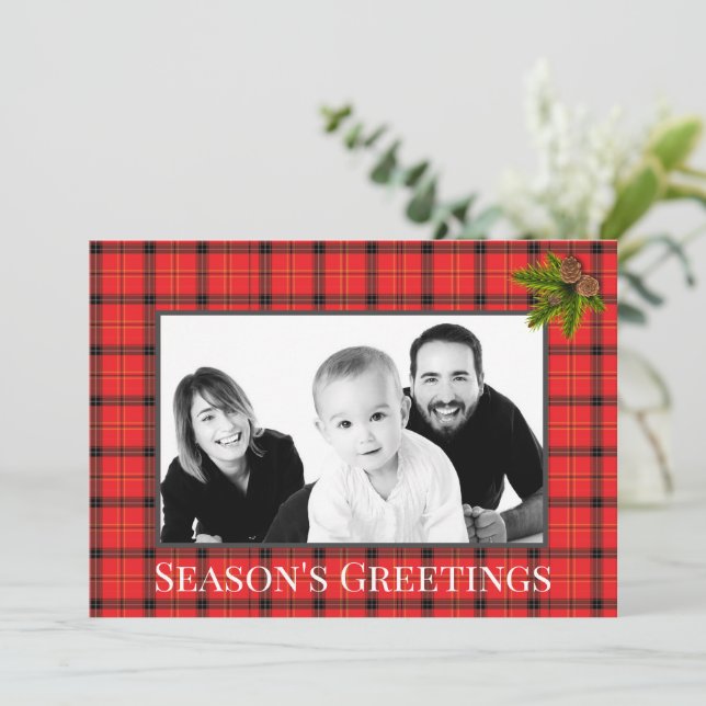 Cartes Pour Fêtes Annuelles Photo Plaid rouge hiver (Debout devant)