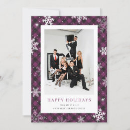 Cartes Pour Fêtes Annuelles Photo Plaid Snowflake Entreprise