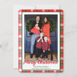 Cartes Pour Fêtes Annuelles Photo Plaid Vert & Rouge Joyeux Noël