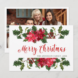Cartes Pour Fêtes Annuelles PHOTO Poinsettia Gui de Noël