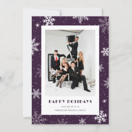 Cartes Pour Fêtes Annuelles Photo Purple Snowflake Entreprise moderne
