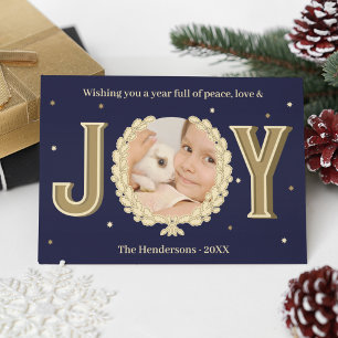Cartes Pour Fêtes Annuelles Photo Rabbit Blue Gold Joie Bunny Noël