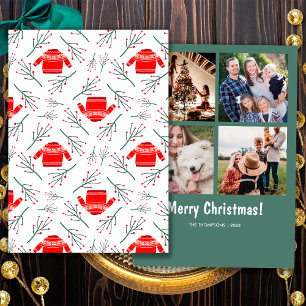 Cartes Pour Fêtes Annuelles Photo Red Ugly Sweater Christmas Festin Motif