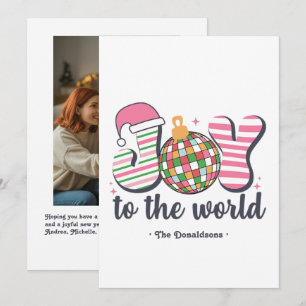 Cartes Pour Fêtes Annuelles Photo Rétro Disco Boule "Joie au Monde"