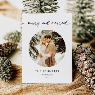 Cartes Pour Fêtes Annuelles Photo ronde Nouveaux mariés Joyeux et mariés Noël