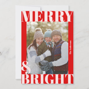 Cartes Pour Fêtes Annuelles Photo Rouge Blanc Moderne Gras Joyeux et Lumineux