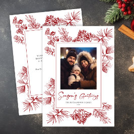 Cartes Pour Fêtes Annuelles Photo rouge du feuillage de Noël