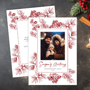 Cartes Pour Fêtes Annuelles Photo rouge du feuillage de Noël
