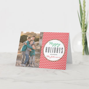 Cartes Pour Fêtes Annuelles Photo rouge et blanche de Noël personnalisée par