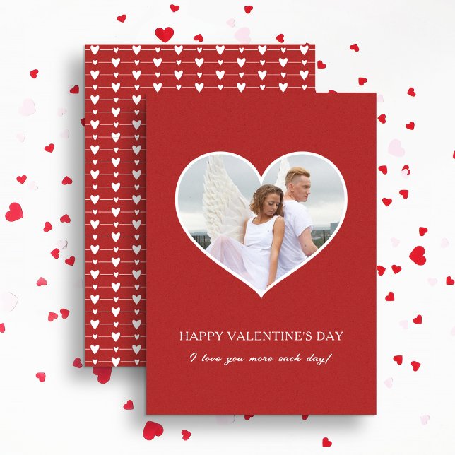 Cartes Pour Fêtes Annuelles Photo rouge Heureuse Sainte-Valentin moderne (Créateur téléchargé)