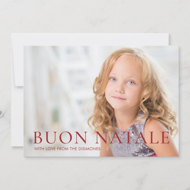 Cartes Pour Fêtes Annuelles Photo rouge moderne Buon Natale (Devant)