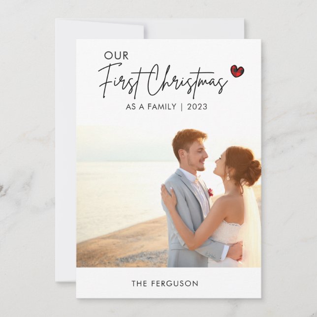 Cartes Pour Fêtes Annuelles Photo rouge Noël Script Mariage Merci (Devant)