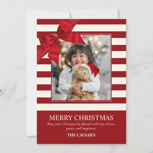 Cartes Pour Fêtes Annuelles Photo ruban de Noël moderne (Devant)