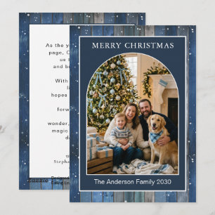 Cartes Pour Fêtes Annuelles Photo Rustique Bleu Arqué Personnalisable