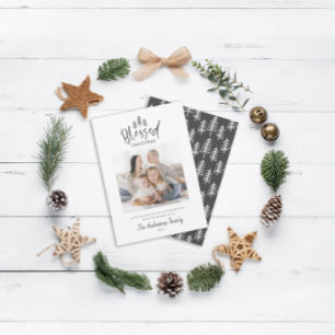 Cartes Pour Fêtes Annuelles Photo rustique de Noël minimaliste moderne béni