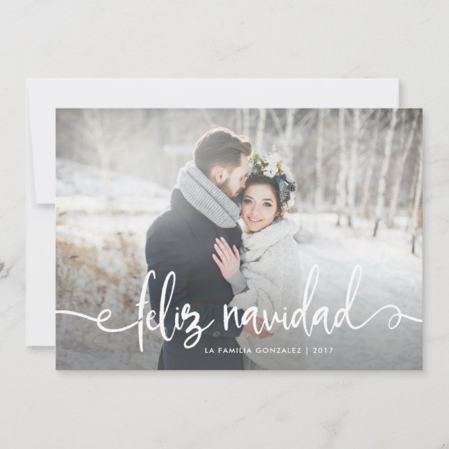 Cartes Pour Fêtes Annuelles Photo rustique moderne de Noël de Feliz Navidad | (Devant)