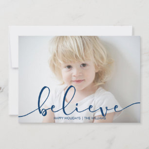 Cartes Pour Fêtes Annuelles Photo simple Believe BLUE Holiday